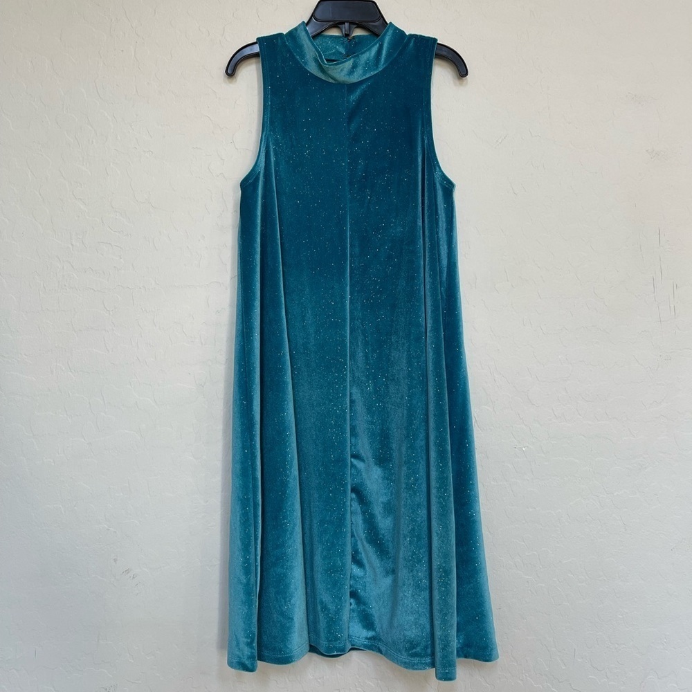 Harper Canyon Girls Blue Sparkle Velour Sleeveless Dress Size M